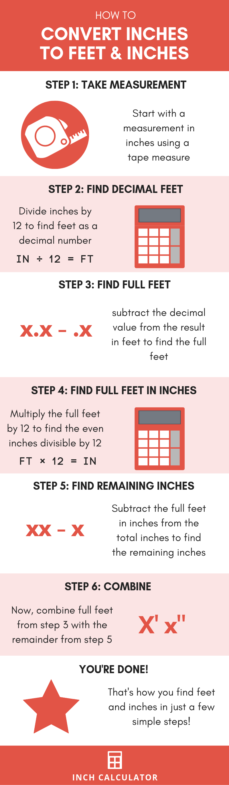 Inches to Feet Conversion Calculator (in to ft) - Inch Calculator