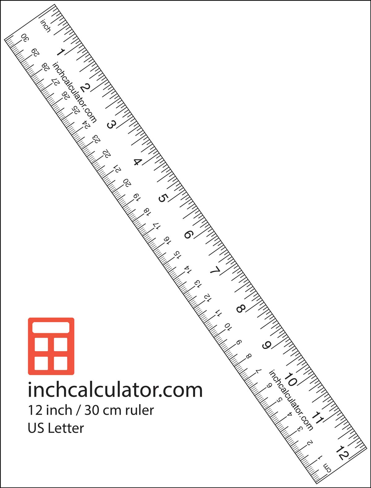 Printable Rulers Free Downloadable 12" Rulers Inch Calculator