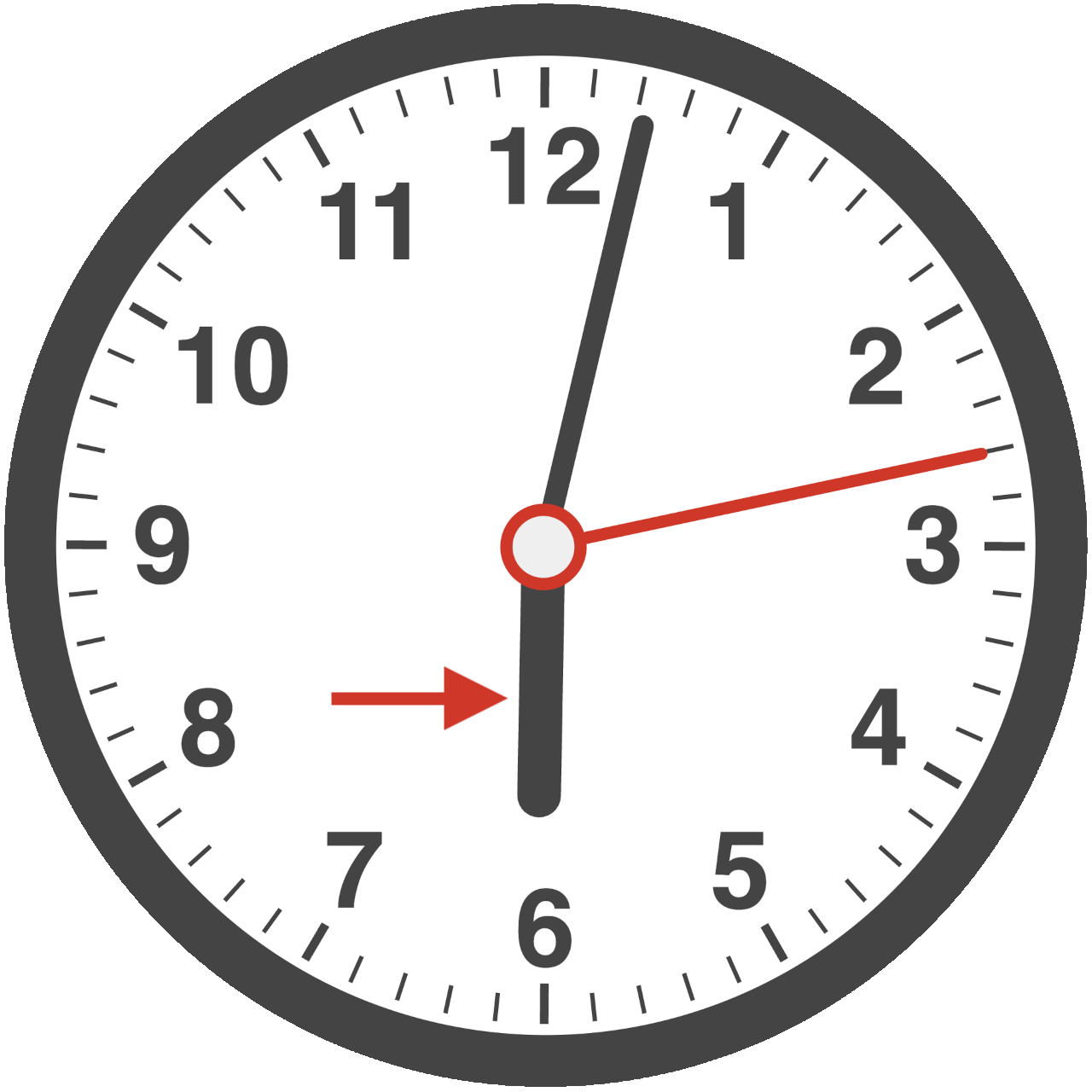 analog clock face with an arrow showing the hour hand